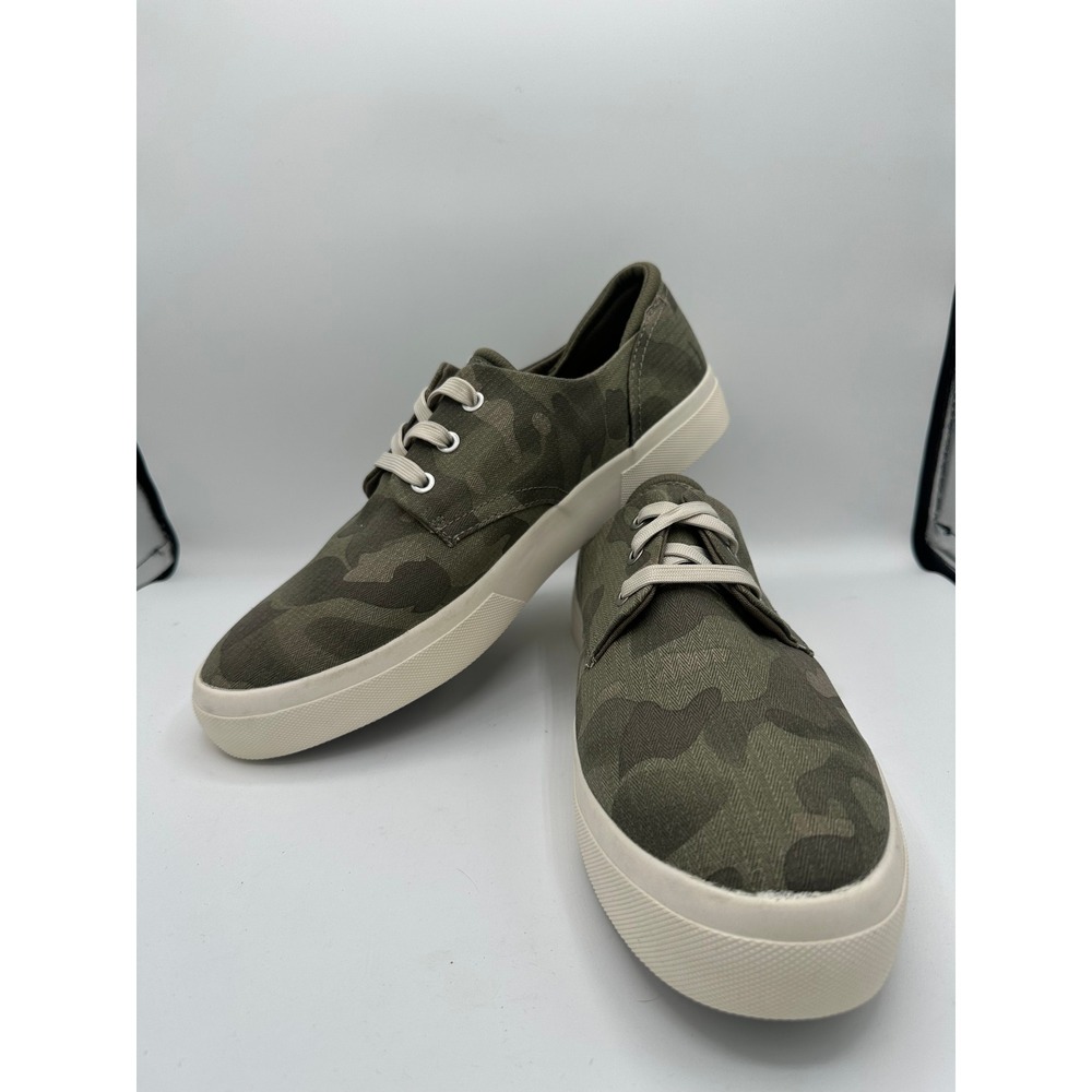 Sun + Stone Mens Camo Canvas Low Top Sneakers Green Camouflage Shoes New